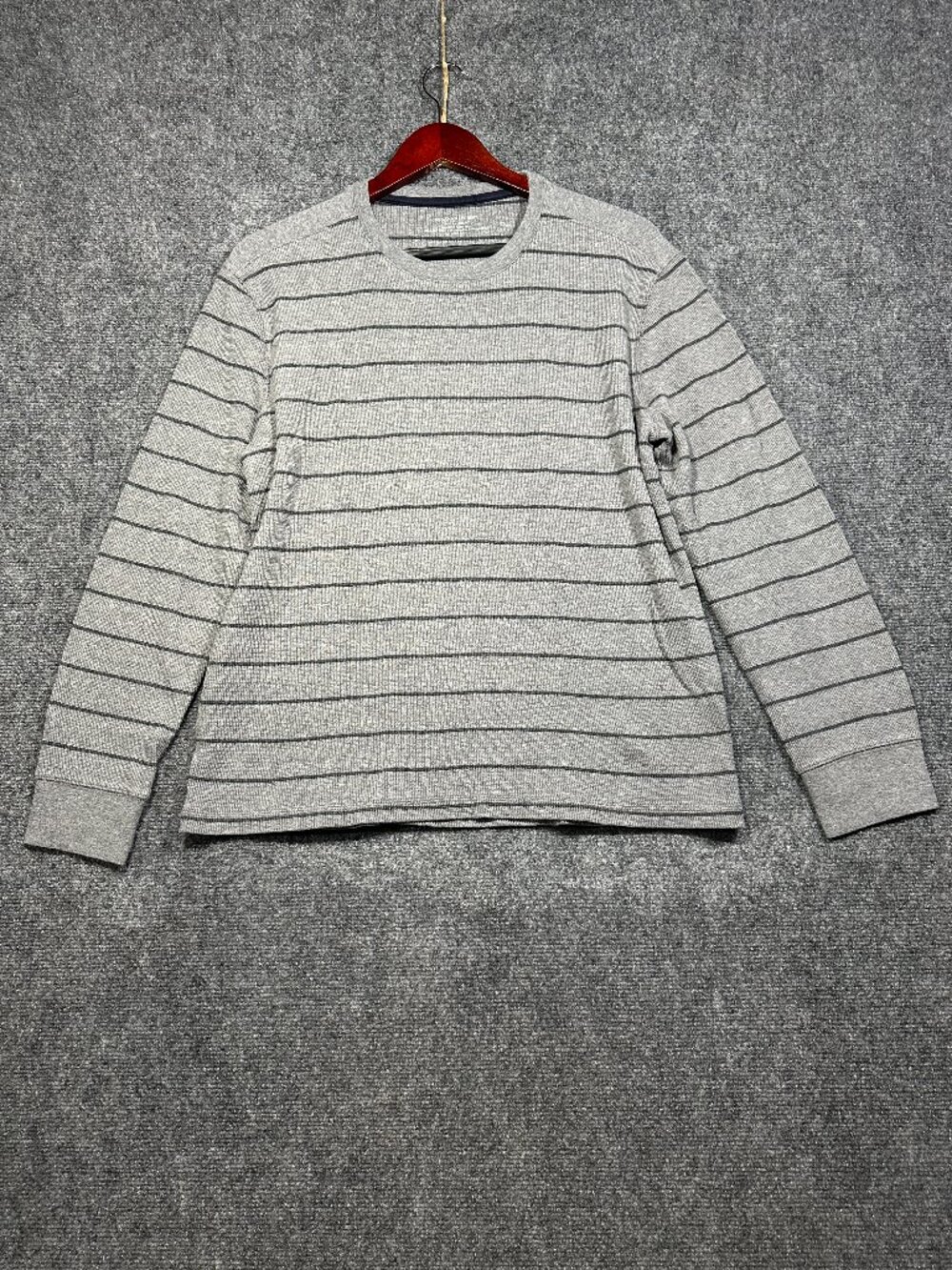 Banana Republic Shirt Mens Large Gray Ribbed Cotton Knit Long Sleeve Fitted Crew